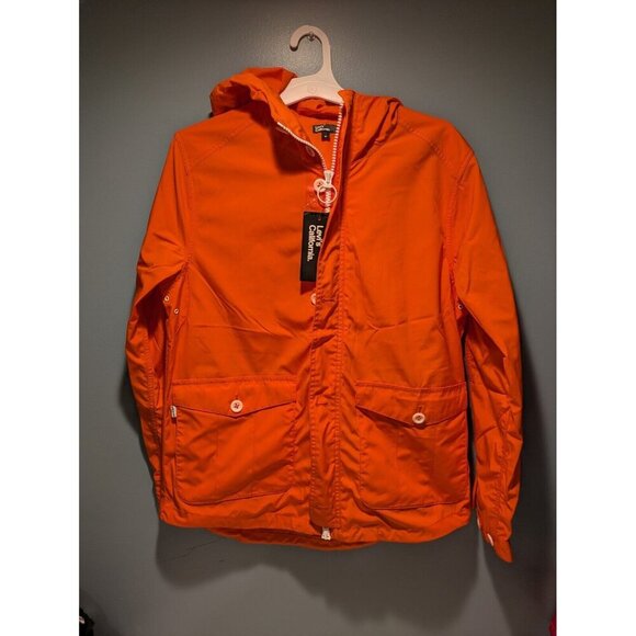Levi’s California Hooded Rain Coat Anorak Bright Safety Orange Men Medium - Picture 1 of 9